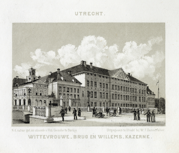 38259 Gezicht vanaf de Wittevrouwensingel te Utrecht op de Willemskazerne aan de Wittevrouwenkade, uit het zuidoosten, ...